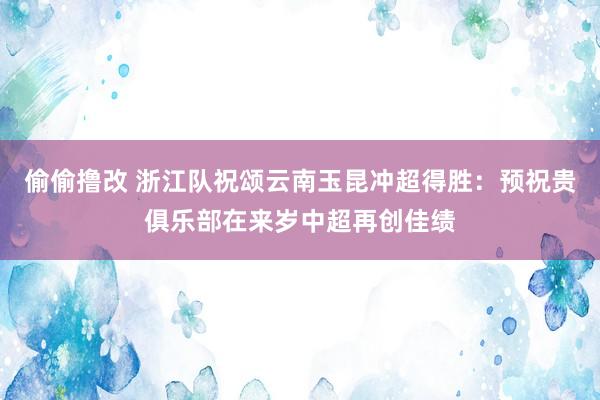 偷偷撸改 浙江队祝颂云南玉昆冲超得胜：预祝贵俱乐部在来岁中超再创佳绩